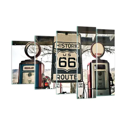 Produktbild von Bilder auf glas - Straße alt 66 USA - 150x100cm - Glasbilder - Wandbilder - Kunstdruck - zum Aufhängen bereit - Wanddekoration aus Glas - Glas Bilder - Wandbild auf Glas - 5 Teile - GEG150x100-3573