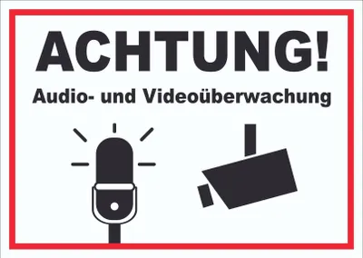 Produktbild von Achtung Audio- und Videoüberwachung Schild A6 (105x148mm)