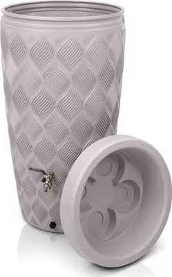 Produktbild von YourCasa Regentonne 240 Liter [Seabreeze Flower] Regenfass Frostsicher aus Kunststoff - Regenwassertonne - Regenwassertank Garten Wassertank Regensammler (Creme Ohne Wasserhahn)