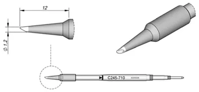 Produktbild von JBC Punta di saldatura Forma tonda taglio sbieco Dimensione 1.2 mm Contenuto 1 pz.
