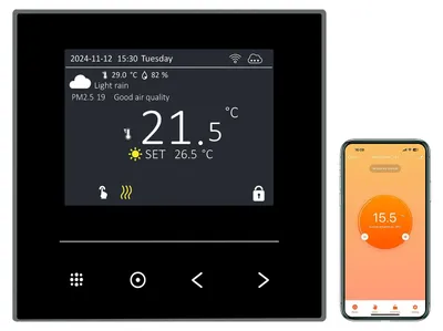 Productafbeelding van Slimme Thermostaat voor Elektrische Vloerverwarming, Digitale Programmeerbare Kamerthermostaat 16A, WiFi-elektrische verwarmingsthermostaat compatibel