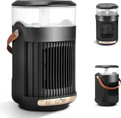 Image de Radiateur halogène infrarouge - Radiateur soufflant à faible consommation d'énergie - 2 niveaux de chauffage - Chauffage rapide - Humidificateur - Effet de flamme LED - Noir