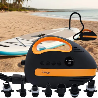 Produktbild von Ultimative Akku-SUP-Luftpumpe: 20 PSI, 350 L/Min, USB, 12V – Kompakte, tragbare Hochleistungs-Pumpe für Boards