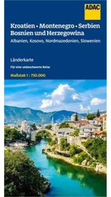 Produktbild von ADAC Länderkarte Kroatien, Montenegro, Serbien, Bosnien und Herzegowina 1:750.000