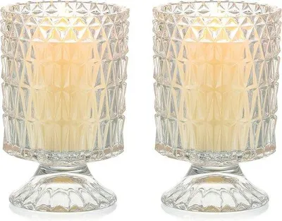 Obrázek produktu pro Uniqoos® Skleněné svícny, sada 2 – svícny a držáky na čajové svíčky, výška 18 cm, průměr 9 cm, otvor o průměru 10,5 cm, moderní dekorace na stůl pro svatby a jídelny