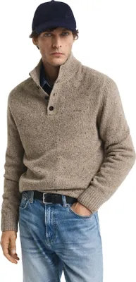 Produktbild von Gant Pullover Beige Jacquard Halber Reißverschluss Knöpfe meliert