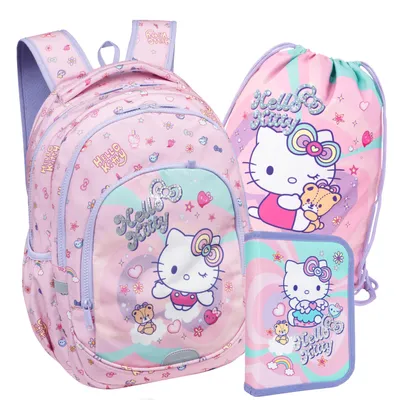 Zdjęcie produktu dla Zestaw Hello Kitty 3-Części Plecak Worek Piórnik Pojedynczy
