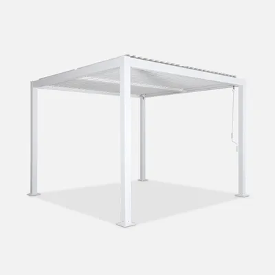 Immagine prodotto di Pergola bioclimatica 3x3m in alluminio e acciaio, lamelle orientabili, Bianco
