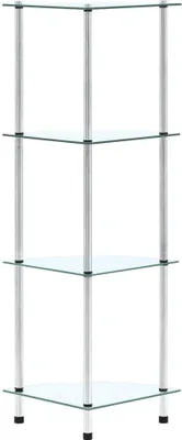 Image de vidaXL Étagère avec 4 étagères Transparent 30x30x100 cm Verre trempé