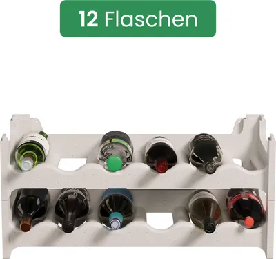 Produktbild von ARTECSIS Weinregal stapelbar Kunststoff für 12 Flaschen, Flaschenregal, Granitgrau