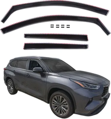 Produktbild von J&J AUTOMOTIVE | GP Windabweiser Für Toyota Highlander 4 5D XU70 ab 2019 4-tlg, GP Regenabweiser, Schwarz, Getönt, Aerodynamisch, Einfache Montage, Befeistigung mit Clips