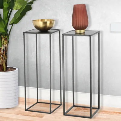 Image de Set de 2 tables d'appoint en métal - 25x25x70 cm - Tabouret à fleurs