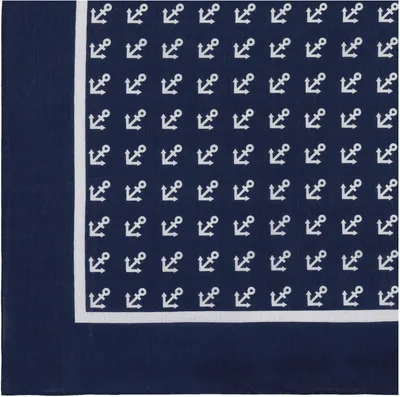 Produktbild von modAS Uni Vierecktuch ca. 70 x 70 cm bedruckt oder uni - Tuch als modisches Accessoires in Blau mit Anker