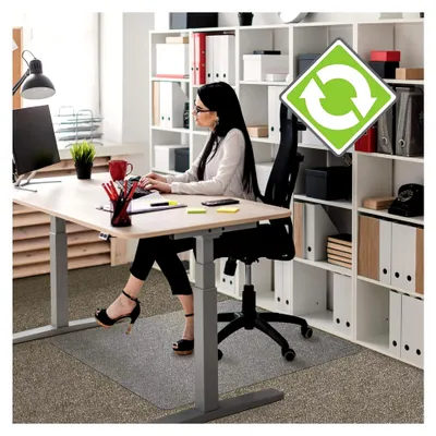 Produktbild von Bodenschutzmatte | Bürostuhlunterlage "Ecotex evolutionmat" | 120 x 150 cm | aus verbessertem Polymer mit bis zu 50 % recyceltem Inhalt | transparent | rechteckig | | geeignet für Teppichböden mit Standardflor
