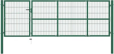 Produktbild von Gartentor mit Pfosten 350 x 100 cm Stahl Grün