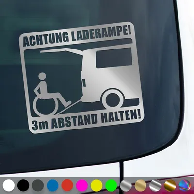 Produktbild von PantherPixel Rollstuhl Aufkleber Behindert 3m Rampe Rollstuhlfahrer Sticker Auto Geschenkidee Farbe Silber