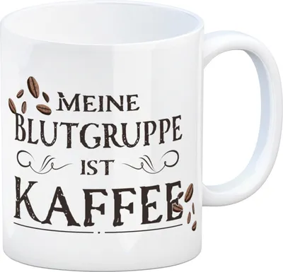 Produktbild von Kaffeebecher mit lustigem Motiv und Spruch - Meine Blutgruppe ist Kaffee