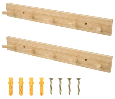Kleiderhaken für Jacken und Hüte, Bambus, 2er-Set