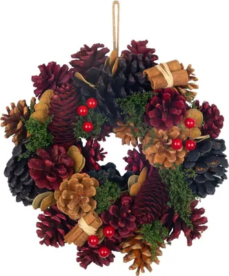 Produktbild von Kranz MagicHome Weihnachts, Hänge, blau-rot, 24 cm