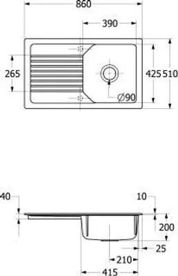 Produktbild von Villeroy & Boch 338500i4 EB-SP Linara 50 860x510mm Spülbecken