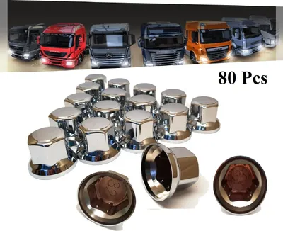 Obrázek produktu pro 80 kusů 32mm. Krytky matic kol Krytka kola Trim Chrome Cap pro nákladní automobily