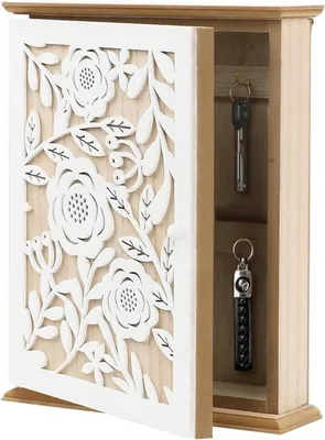 Produktbild von Schlüsselkasten aus Holz mit Retro-Design – 6 Schlüsselhaken – Wandorganizer für den Eingangsbereich