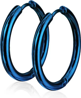 Produktbild von Damen Creolen Kreolen Ohrringe Ohrstecker Edelstahl Autiga® blau 12 mm