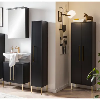 Produktbild von Badezimmer Komplett Set in schwarz SARAY-80, B/H/T: ca. 97/200/30 cm