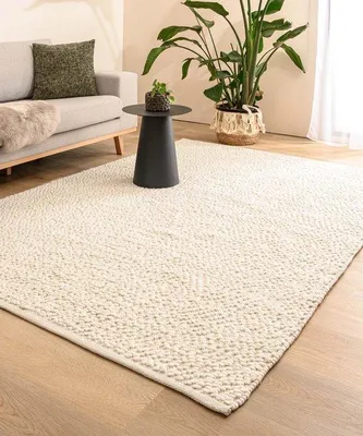 Image de Tapis Unyqoos® Agder – tissé à la main, laine/polyester, blanc, 200 x 300 cm, 2400 g/m², design scandinave