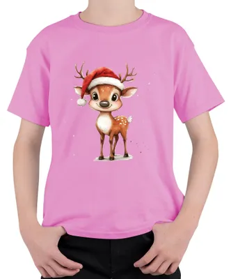 Produktbild von Niedliches Weihnachtsrentier Santa Kinder Geschenk Cartoon Retro Kinder T-Shirt, Pink, 128