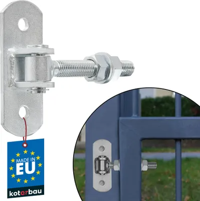 Produktbild von KOTARBAU® Torangel Einstellbar 130 mm M18 Scharniere für Gartentor Stahl Torband mit Anschraubplatte Schwerlastscharnier Torbänder