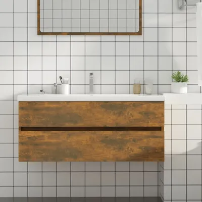 Produktbild von Waschbeckenschrank Räuchereiche 100x38,5x45 cm Holzwerkstoff