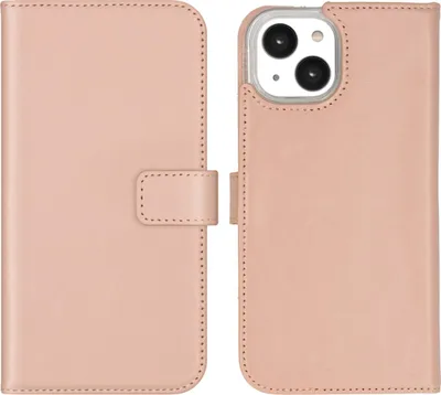 Image de Selencia Bibliothèque en cuir véritable pour l'Apple iPhone 14 - Rose Poussière