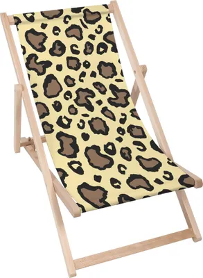 Produktbild von Dreamroots Liegestuhl klappbar Holz, Buchenholz bis zu 130 kg, Sonnenliege klappbar mit 3-stufiger Neigungsregulierung der Rückenlehne, Leopard