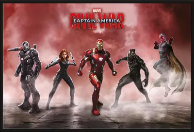 Produktbild von Captain America - Poster - Civil War - Team Iron Man + Wechselrahmen, Shinsuke® Maxi Kunststoff schwarz, Acryl-Scheibe
