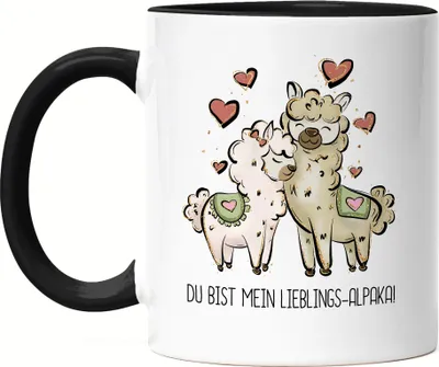 Produktbild von Alpaka Lieblingsalpaka Tasse Schwarz Valentinstag Freundin Freund Süß Geschenkidee Paar Liebe Couple Jahrestag