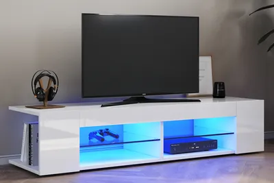 Produktbild von SONNI TV-Schränke Weiß Hochglanz mit LED Beleuchtung 135cm Breite