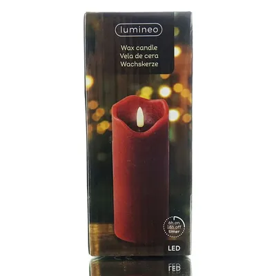 Produktbild von Lumineo LED Wachskerze Ox Blood dunkelrot Ø 7 cm Höhe 17 cm warmweiß Indoor