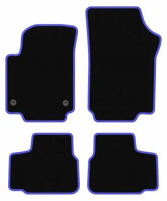 Image de Tapis de sol en moquette pour Volkswagen Up! 2011- (à hayon) – jeu 4 pièces, noir/bleu, sur mesure – Wielganizator CARLUX