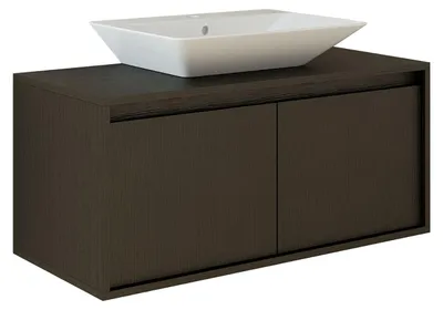 Produktbild von Roomart ATLANTIC-100 Badmöbel-Set 2-teilig 100 cm breit, Schwarz-Eiche