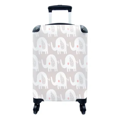 Produktbild von MuchoWow® Koffer Handgepäck Trolley Rollkoffer Kleine Reisekoffer mit 4 Rollen - Elefant - Design - Punkte - Cabin Size < 55x40x23 cm & 55x40x20 cm - Fotokoffer - Kabinenkoffer - Boardgepäck - Reise-Box - Reisekoffer - Reisegepäck - Koffer mit Bild - Trolley für Kinder