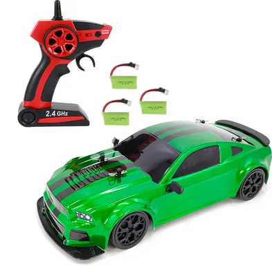 Obrázek produktu pro Dálkově ovládané auto, 1:14, 2,4 GHz, 20 km/h, pohon všech kol, dálkově ovládané vysokorychlostní driftovací závodní auto s cool světly, 3 baterie