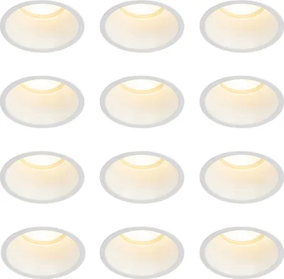 Produktbild von QAZQA - Modern Set mit 12 weißen Einbauleuchten GU10 70 mm IP44 - Dept I Wohnzimmer I Schlafzimmer - Aluminium Rund - LED geeignet GU10