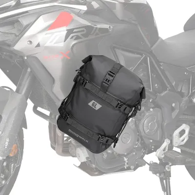 Image de Sacoche de selle de moto étanche 6L noire avec arceau de protection