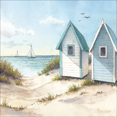 Produktbild von 20 Servietten Sunny Beach - Hütten am Strand 33x33cm
