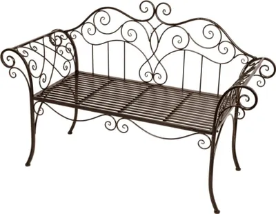 Produktbild von Gartenbank >Selene< in schwarz/braun aus stahl - 143x93,5x51cm (BxHxT)