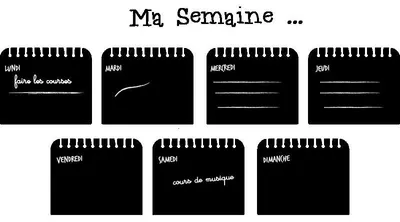 Image de Autocollants tableau noir – autocollants muraux effaçables – HEBDOMADAIRE – 95 x 65 cm