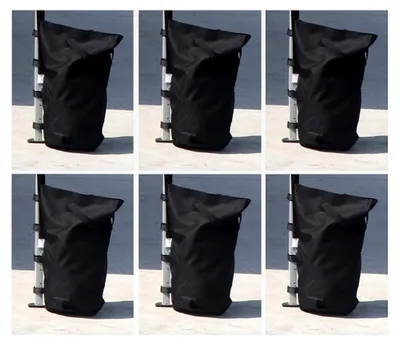 Produktbild von Pavillon Gewichte 6er Set in Schwarz – befüllbar mit Sand, Splitt, Kies usw. – Füllvolumen pro Stück ca. 13 kg – zusätzliche Standsicherung für Gartenzelt