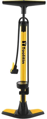 Immagine prodotto di Pompa per bicicletta con manometro, pompa da pavimento ad alta pressione, compatibile con valvole Presta e Schrader, ideale per biciclette da corsa, mountain bike, palloni, colore giallo