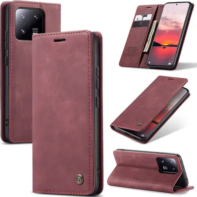Obrázek produktu pro Xiaomi 13 Pro Pouzdro, RetroPolyuretanKožené Pouzdro s Funkcí Stojánku pro Xiaomi 13 Pro červené